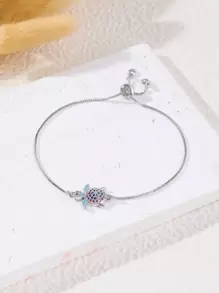 1Pc Eropa dan Amerika Kepribadian Modis Sea Turtle Desain CZ Mikro Bertatahkan Turtle Dekorasi Ditarik Gelang untuk Pakaian Sehari-hari - MultiWarna - View 3