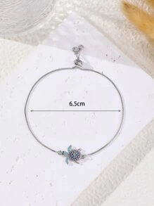 1Pc Eropa dan Amerika Kepribadian Modis Sea Turtle Desain CZ Mikro Bertatahkan Turtle Dekorasi Ditarik Gelang untuk Pakaian Sehari-hari - MultiWarna - View 5