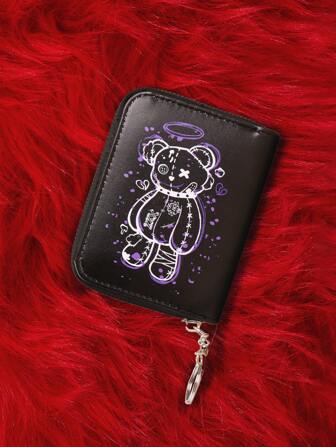 Anime Tarjetero con patrón de oso de dibujos animados