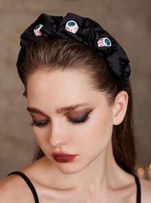 ROMWE Goth Eye Decor Headband - Black - View 2