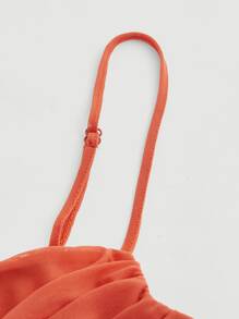 SHEIN MOD Solid Ruched Asymmetrical Hem Cami Top - Burnt Orange - View 3