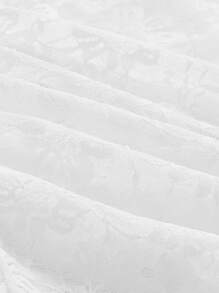 SHEIN MOD Ruffle Trim Flounce Sleeve Knot Front Crop Schiffy Blouse - White - View 4