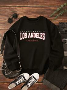 SHEIN LUNE 字母圖案加絨內裏運動衫