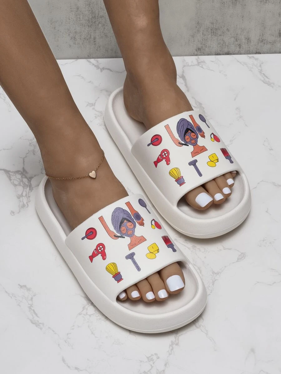 Figure Graphic Single Band Slides - Beige - View 1