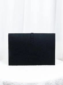 極簡風格翻蓋方包 - 黑色 - 查看 2