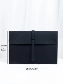 極簡風格翻蓋方包 - 黑色 - 查看 3