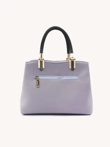 Colour Block Square Bag - Mauve Purple - View 2