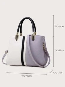 Colour Block Square Bag - Mauve Purple - View 4
