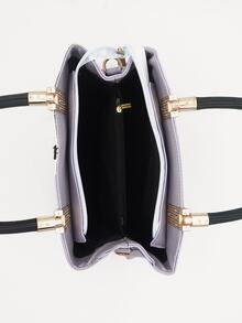 Colour Block Square Bag - Mauve Purple - View 5