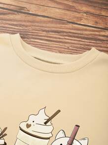 SHEIN EZwear 卡通圖案加絨內裏運動衫