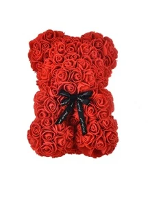 1pc Artificial Rose Bear Gift For Women Flower Bear Rose Teddy Bear Cute Romantic Birthday Gifts Mother's Day Gift (no Gift Box) - Red - View 2