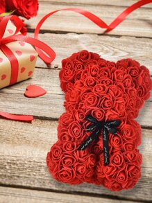 1pc Artificial Rose Bear Gift For Women Flower Bear Rose Teddy Bear Cute Romantic Birthday Gifts Mother's Day Gift (no Gift Box) - Red - View 7