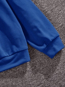 SHEIN Tween Boy Rabbit And Slogan Graphic Sweatshirt - Royal Blue - View 4