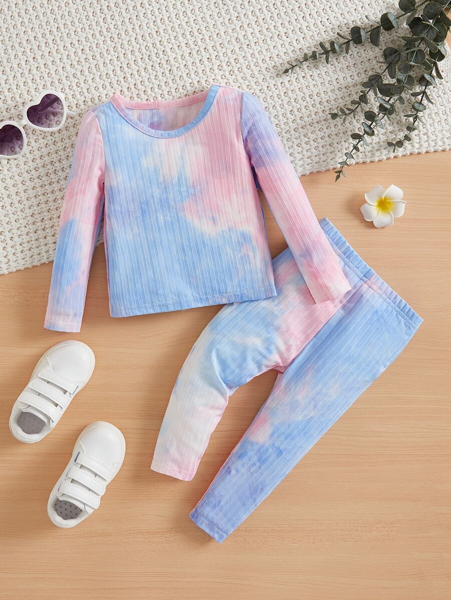 SHEIN Baby Tie Dye Tee & Leggings - Blue - View 1