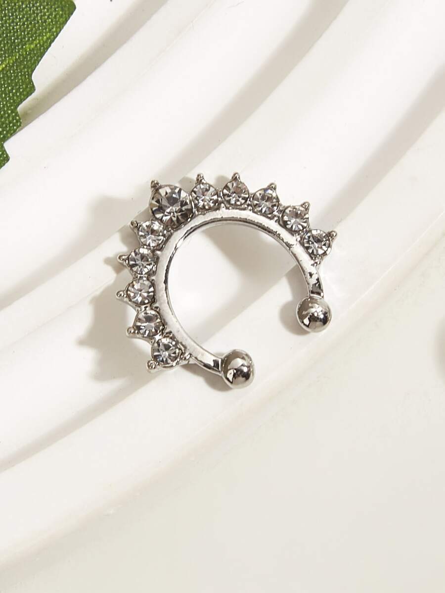 水鑽裝飾鼻環受歡迎穿孔身體鏈禮品適合女士和男士 - 銀色 - 查看 1