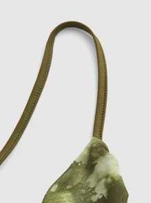 SHEIN MOD Green Retro Tie Dye One Shoulder Ruched Side Draped Detail Crop Top