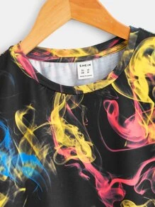 SHEIN Boys Reflective Graphic Print Tee - Black - View 4