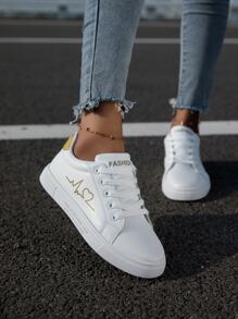 Giày Giản dị Nữ Lá thư Ren lên Thể thao - trắng - Xem 1