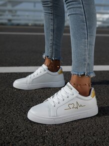 Giày Giản dị Nữ Lá thư Ren lên Thể thao - trắng - Xem 2