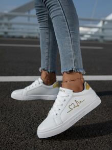 Giày Giản dị Nữ Lá thư Ren lên Thể thao - trắng - Xem 5