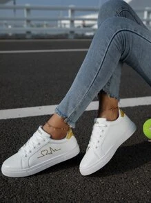 Giày Giản dị Nữ Lá thư Ren lên Thể thao - trắng - Xem 7