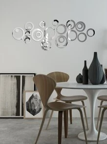 1set Circle Mirror Surface Wall Sticker - Silver - View 7