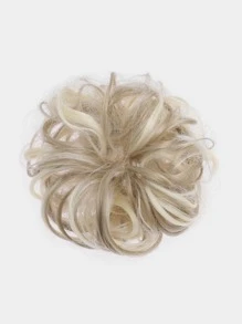 合成耐热发髻短卷发渐变金发 4 英寸便宜日常使用初学者友好型，可随时佩戴 - 彩色 - 查看 1