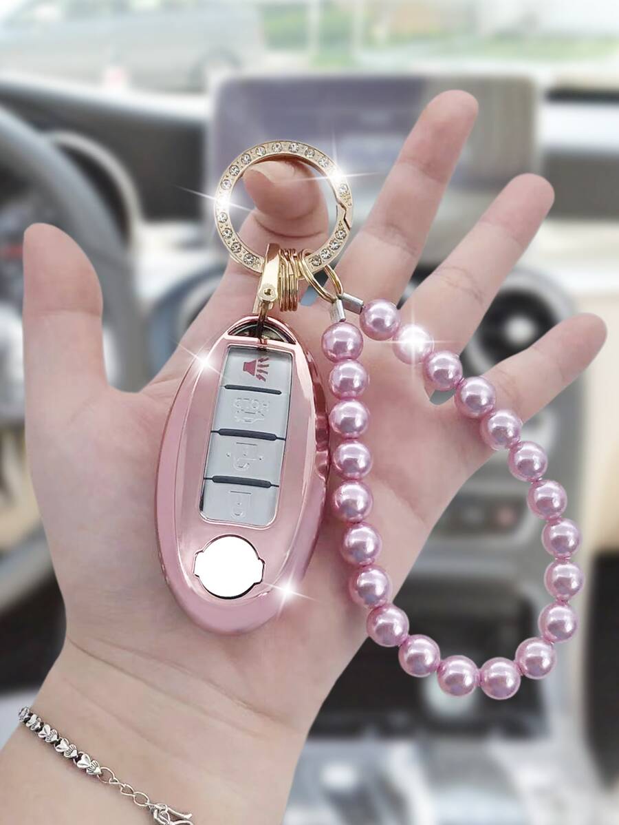 1 bộ Hộp & Móc chìa khóa ô tô, Vỏ chìa khóa Fob - Hồng - Xem 1