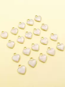 20pcs Alloy Heart DIY Pendant Valentines - White - View 3