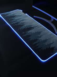 1pc Grey Forest Rgb Illuminated Gaming Mousepad For Computer Office And E-Sports