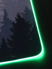 1pc Grey Forest Rgb Illuminated Gaming Mousepad For Computer Office And E-Sports