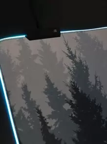 1pc Grey Forest Rgb Illuminated Gaming Mousepad For Computer Office And E-Sports
