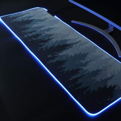 1入灰色森林rgb燈光遊戲滑鼠墊,適用於電腦辦公室和電子競技