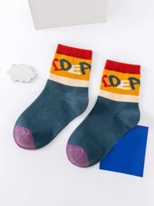 5 双儿童男孩卡通动物恐龙鲸鱼熊字母中筒袜，适合日常穿着和上学季节 - 彩色 - 查看 5