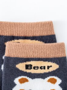 5 双儿童男孩卡通动物恐龙鲸鱼熊字母中筒袜，适合日常穿着和上学季节 - 彩色 - 查看 6