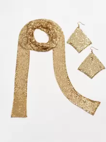 Collar con lentejuelas con pendientes largos