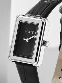 MOTF PREMIUM WATER RESISTANT SQUARE DIAL QUARTZ WATCH - Black - View 3