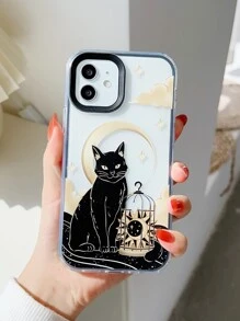 Cartoon Cat Print Clear Phone Case - Multicolor - View 2