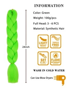 Trenza de pelo sintético largo - Verde - Ver 4