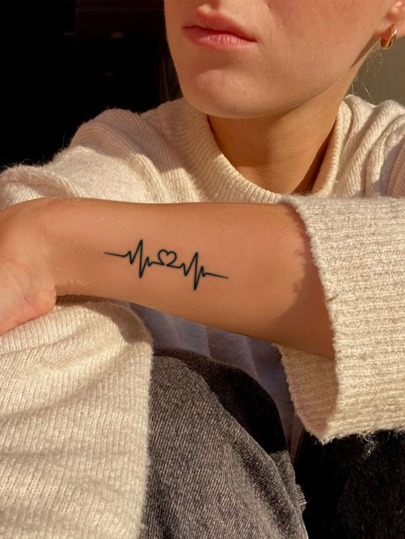 1pc Telepathy Herbal Style Heart-Shaped Temporary Tattoo Stickers, Korean/Y2K/Kpop Style, Waterproof, Sweat-Proof, Non-Reflective