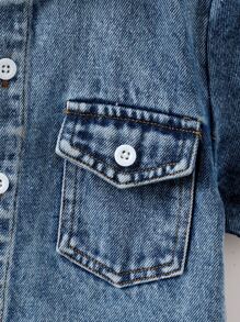 小男童翻蓋口袋牛仔襯衫不帶T恤