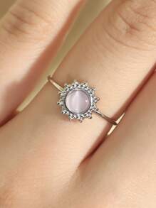 圓形裝飾開口戒指 - 銀色 - 查看 1