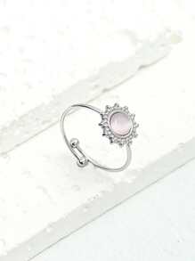 圓形裝飾開口戒指 - 銀色 - 查看 4