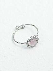 圓形裝飾開口戒指 - 銀色 - 查看 5