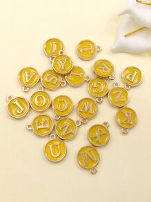 10入組/套字母細節圓形DIY吊墜 - 黃色 - 查看 4