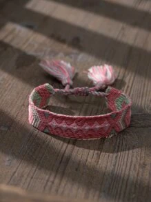 Braided Detail Tassel Decor Bracelet