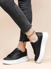Lace-up Front Skate Shoes - Black - View 4