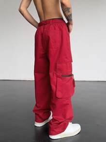 Manfinity EMRG Men Flap Pocket Side Cargo Trousers - Red - View 2