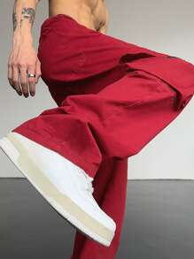 Manfinity EMRG Men Flap Pocket Side Cargo Trousers - Red - View 3