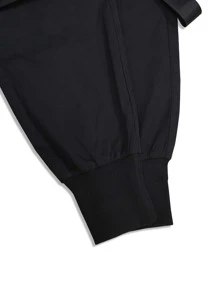 Manfinity EMRG Men Flap Pocket Buckle Detail Drawstring Waist Cargo Trousers - Black - View 4